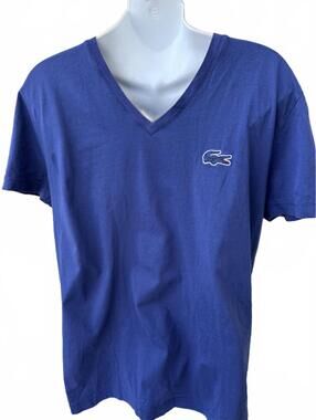 Lacoste Blue V Neck Tee Size 4 (M)